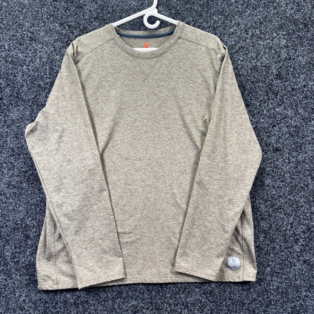 Rugged Elements Men XL Long Sleeve Crew Neck Shirt Heathered Tan Durable Utility